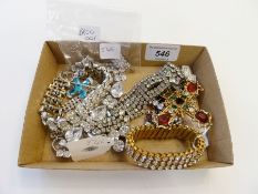 Large quantity of various costume jewellery, crosses, chains, various vintage paste bracelets,