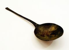 Low Countries pewter spoon, possibly seventeenth century, 16cm long