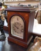 Edwardian inlaid mahogany mantel clock, 35cm high