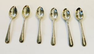 Set of six Victorian teaspoons with beaded borders, Sheffield 1897, makers' mark "JLS", 2.5ozs