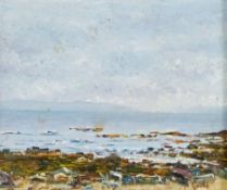 Oil on canvas 
Robert J. Gould
"Kintyre Coastline, Scotland", maritime scene, signed, 10 x 12cm