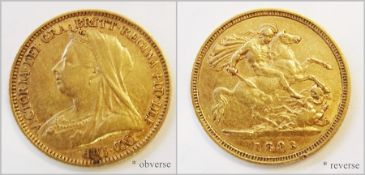 Victorian half-sovereign 1893