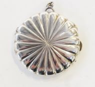 Foreign silver coloured metal folding compact mirror, circular and gadrooned with 800 mark