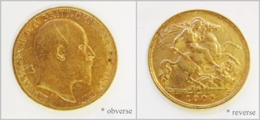 Edwardian half-sovereign 1905