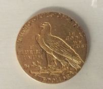 American $5 coin 1913, Liberty head above date and eagle to reverse