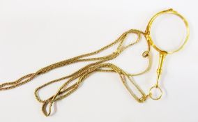 Folding lorgnettes on antique gilt metal kerb link chain