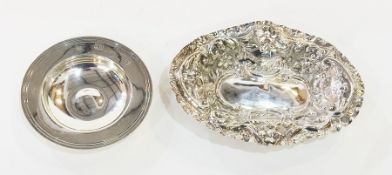 1960's silver circular ashtray, London 1960, maker "R.C. & A.",  Edwardian relief floral dish, on