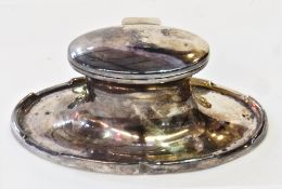 Early twentieth century inkwell, with oval hinged lid to oval base, with raised border, Birmingham