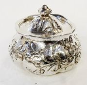 Howard & Co sterling covered trinket box, the lid with flower finial, allover chased with insect