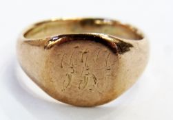 9ct gold Gentleman's signet ring, 7.2 grams approx.
