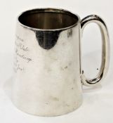 1930's silver tankard, "Birmingham Conservative Club, Billiards Handicap, Won by J.H. Hossell