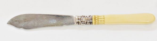 1920s fish knife, with ivorine handle, Birmingham and a pair of sugar nips