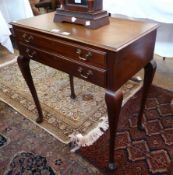 Mahogany two-drawer table canteen, of "rattail" flatware and cutlery table settings for twelve