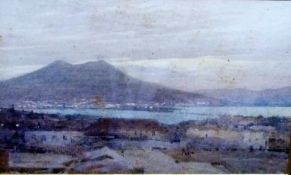 Watercolour 
Ernest Chadwick
"Naples at Dawn", signed, 15.5 x 26cm