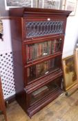 Modern mahogany Wernicke style bookcase, four tiers, glazed panelled doors, 85cm wide