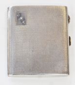 Edwardian silver cigarette case, engine turned decoration, Chester 1911, makers' mark worn, 3oz