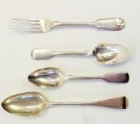 Pair Victorian silver dessert spoons, "Fiddle" pattern, London 1839, William IV silver