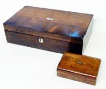 Rosewood writing slope, with mother-of-pearl inlay and fitted interior, with later fixed geometry