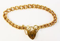9ct gold curb link pattern bracelet with padlock clasp, 21g approx