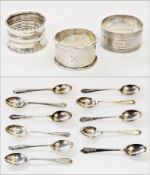 Set of six silver coffee spoons, Birmingham assay and five silver coffee spoons, Birmingham assay,