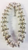 Large faux pearl and paste statement collar necklace