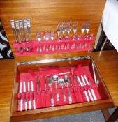 Sheffield plate canteen, comprising knives, forks, teaspoons, fish knives, cake plate, the handles