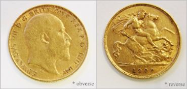 Edwardian half-sovereign 1909