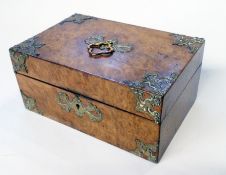 Victorian rectangular walnut box, with brass mounts, 10cm high, with Christmas box, dating from