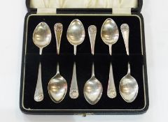 Set of six 1940's teaspoons with shell decoration to handle, Birmingham 1940, makers' mark "A.J.B.",