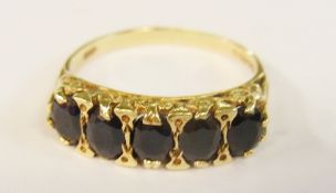 9ct gold sapphire dress ring set five stones