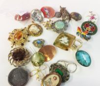 A quantity of vintage and later brooches, including: a Victorian 1880's seven silver crowns