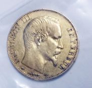 Napoleon III 20 franc coin, 1856