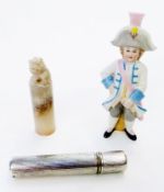 Dunhill lighter, a Chinese seal and a ceramic whistle in the form of a boy (1 box)