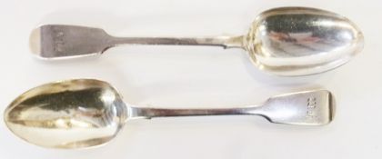 Matched pair Victorian silver tablespoons, "Fiddle" pattern, 4ozs approx