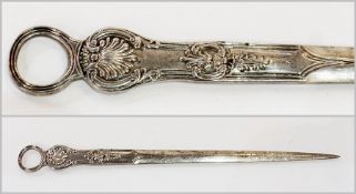 Large Victorian paperknife with circular reeded finial to "Queens" pattern handle, London, date mark