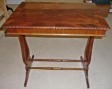 Nineteenth century mahogany veneered occasional table, the cross banded top with knurled edges, on
