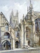 Watercolour
Donald H. Edwards
West elevation of Gloucester cathedral, signed and dated 1982