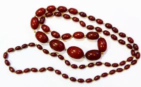 Dark red amber bead necklace