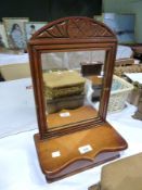 A late Victorian mahogany framed wall mirror, with hinged box base, width 29cms