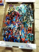 Box of Spiderman plastic figures and others