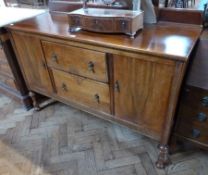 Early twentieth century mahogany sideboard, with pair cupboards either side of two short drawers,