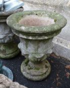 Pair reconstituted stone urns