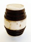 Antique turned wood and bone nutmeg barrel with internal grater, 4.5cm high