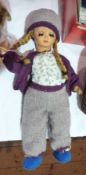 Composition doll, with sleeping eyes, painted mouth, blonde wig with plaits, jointed body, 41cm,