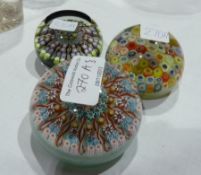 Three paperweights, "Strathearn", "Perthshire" and another