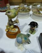 Beswick Stonechat, No 2274, David Bowkett limited edition Greenfinch, No 155/500 and another ceramic