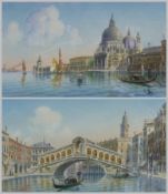 Watercolours
V. Ongania
Five Venetian views showing the Grand Canal, the Rialto Bridge etc., each