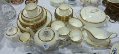 Coalport "The Connoisseur" part tea and dinner service, white ground with gilt border (50+ pieces)