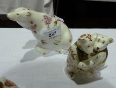 Royal Crown Derby porcelain hugging bears, marked "MMI" to base and a Royal Crown Derby china