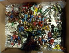 A quantity diecast metal figures to include:- soldiers, Indians, cowboys, etc (1 box)